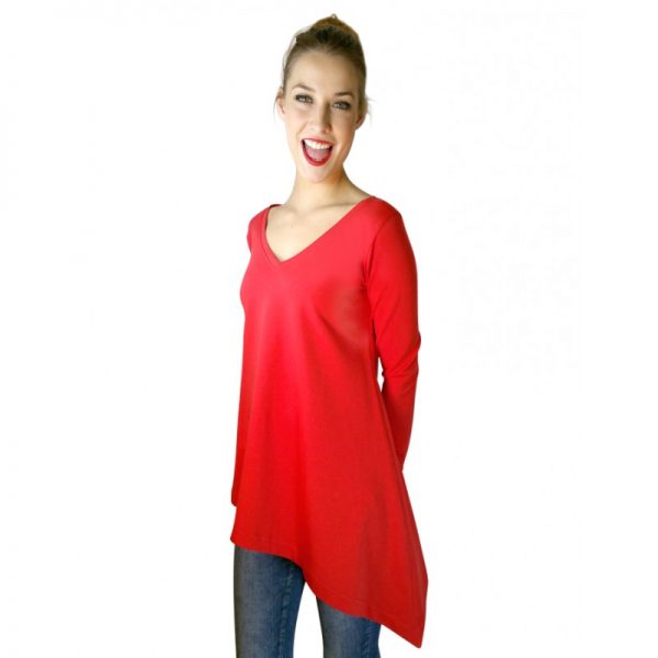 CAMISETA ROJA BAJO IRREGULAR