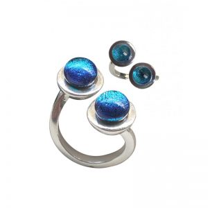 ANILLO DOBLE METALIZADO AZUL AE